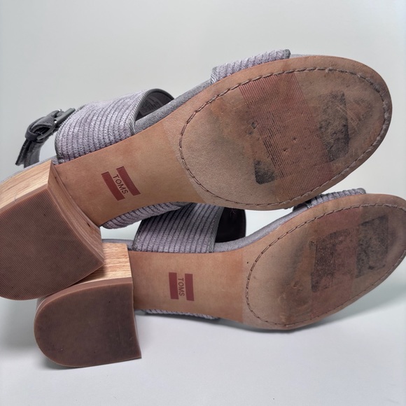Toms Poppy Gray Corduroy Slingback Block Heel Sandals Women’s Size 8.5 - Picture 7 of 10